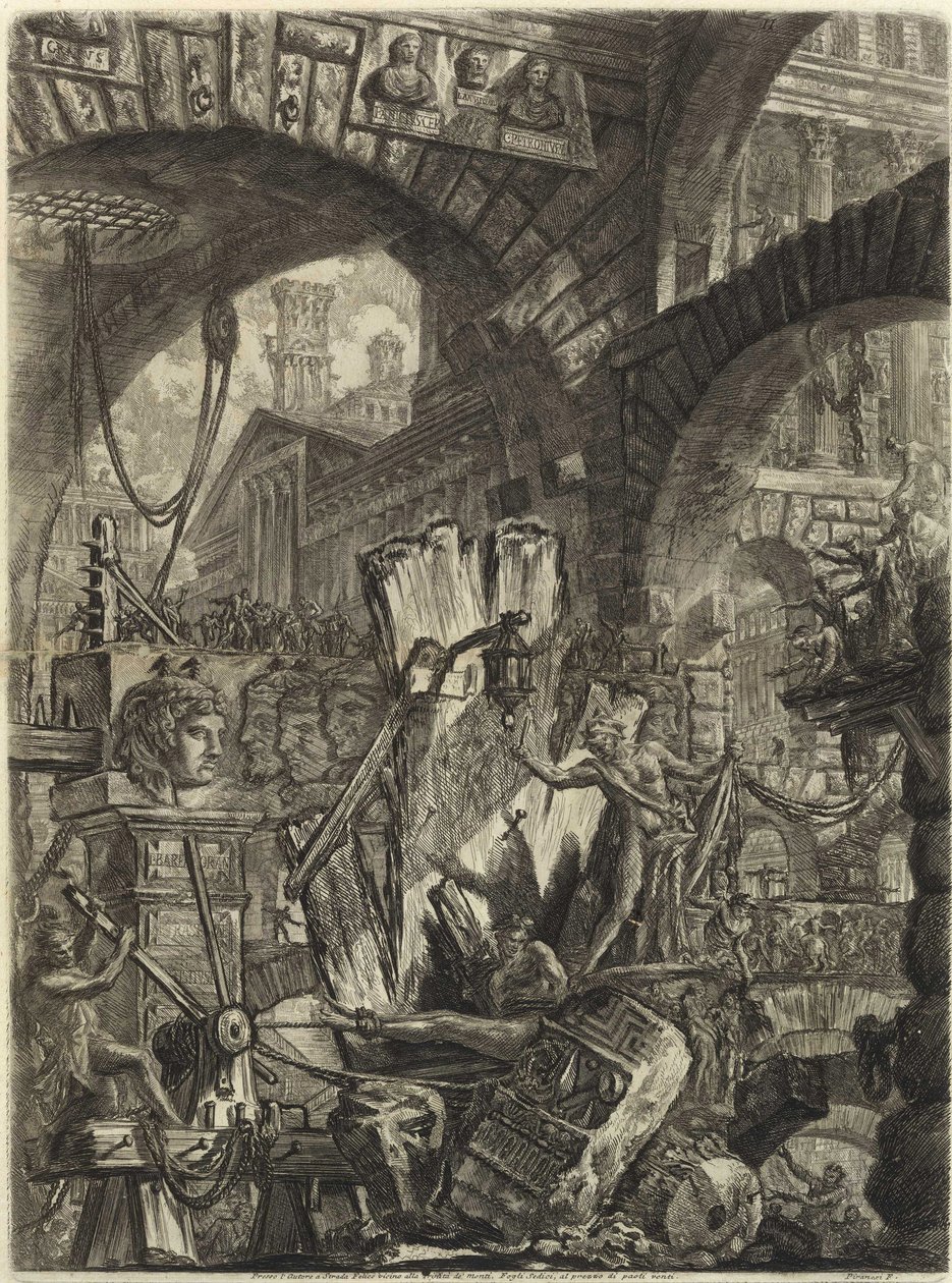 Z serii Więzienia urojone (Więzienia wynalazku) Piranesiego, Giovanniego Battisty (1720-1778). Miedzioryt, ok. 1761, zbiory prywatne autorstwa Giovanni Battista Piranesi