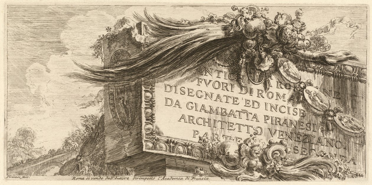 Frontyspis do części drugiej autorstwa Giovanni Battista Piranesi