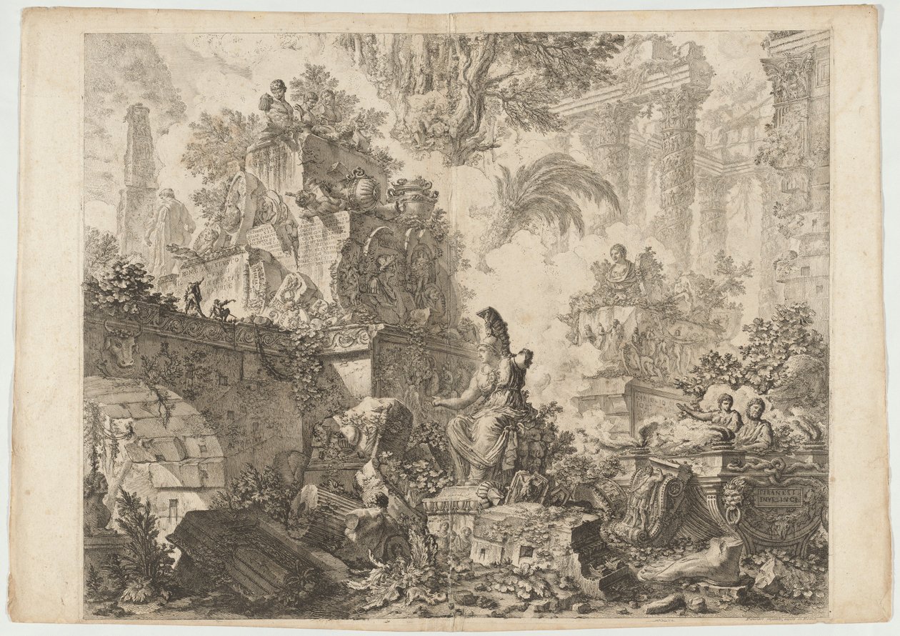 Frontyspis ze statuą Minerwy autorstwa Giovanni Battista Piranesi