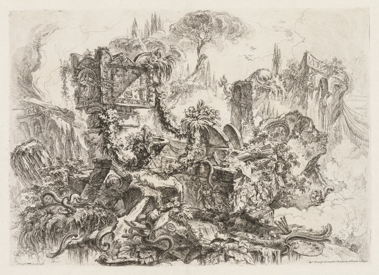 Groteschi: Ruiny z wężami autorstwa Giovanni Battista Piranesi