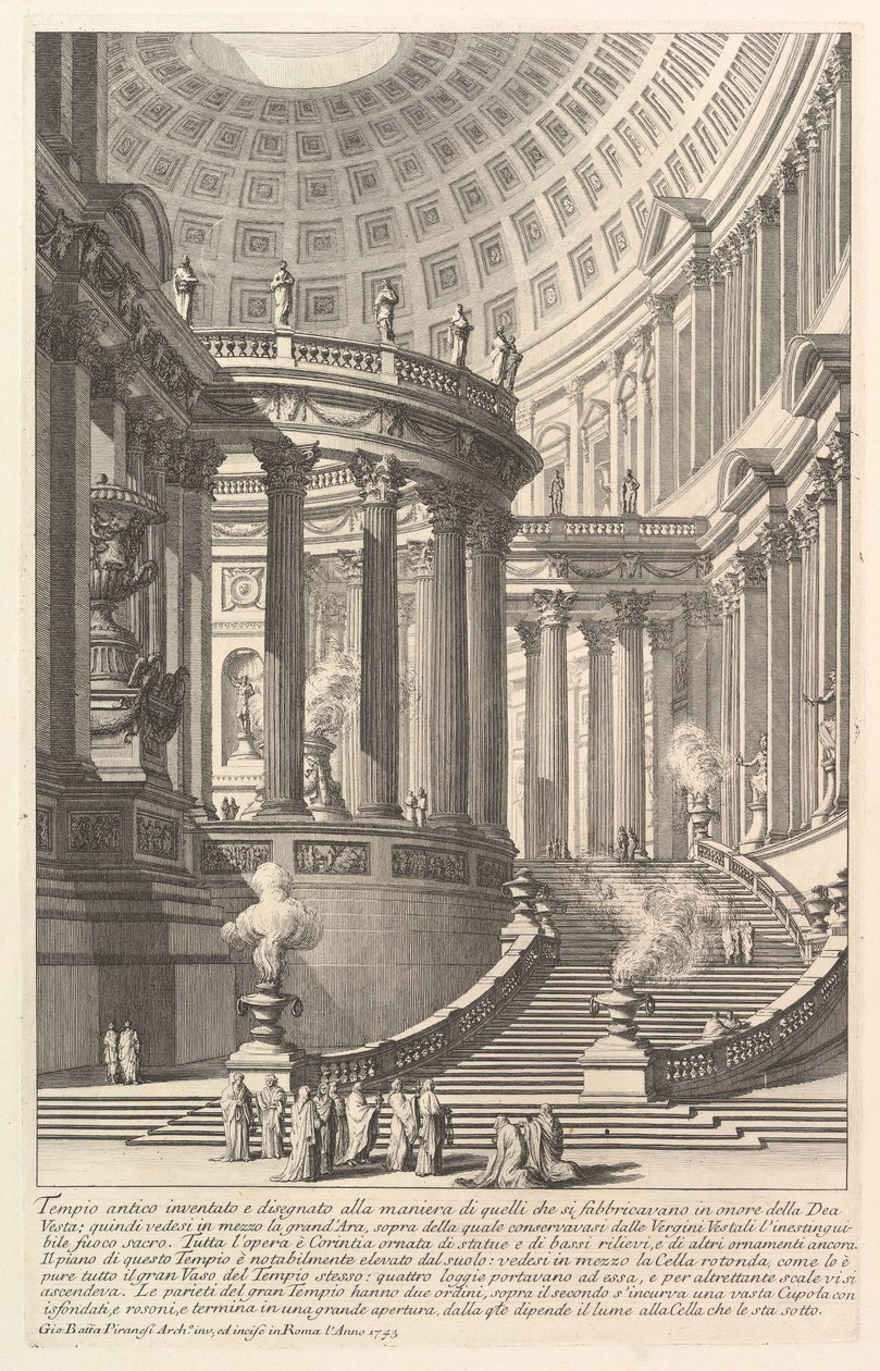 Wyimaginowana starożytna świątynia zaprojektowana w stylu tych zbudowanych na cześć Bogini ..., ca. 1750. autorstwa Giovanni Battista Piranesi