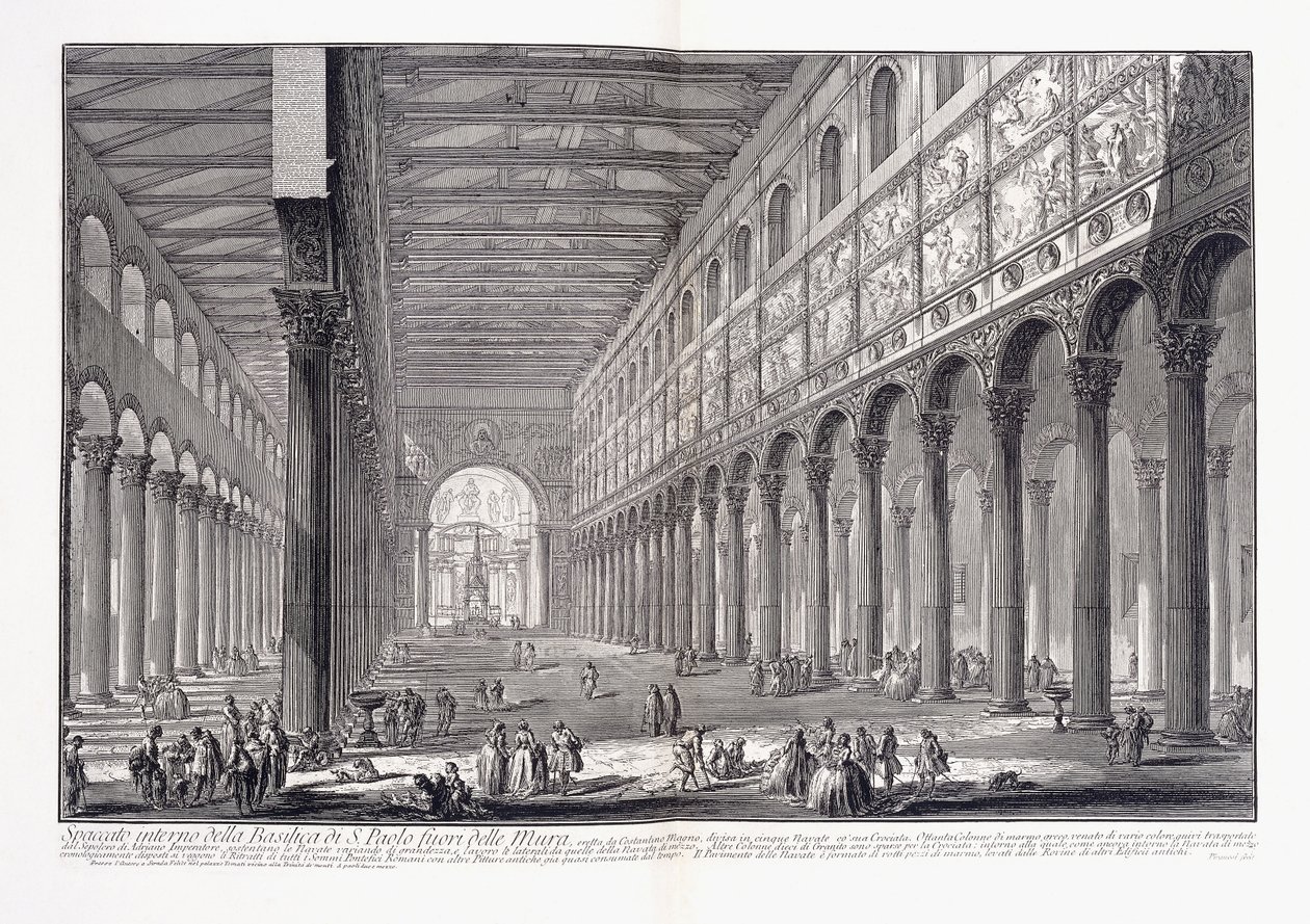 Wnętrze bazyliki św. Pawła za murami autorstwa Giovanni Battista Piranesi