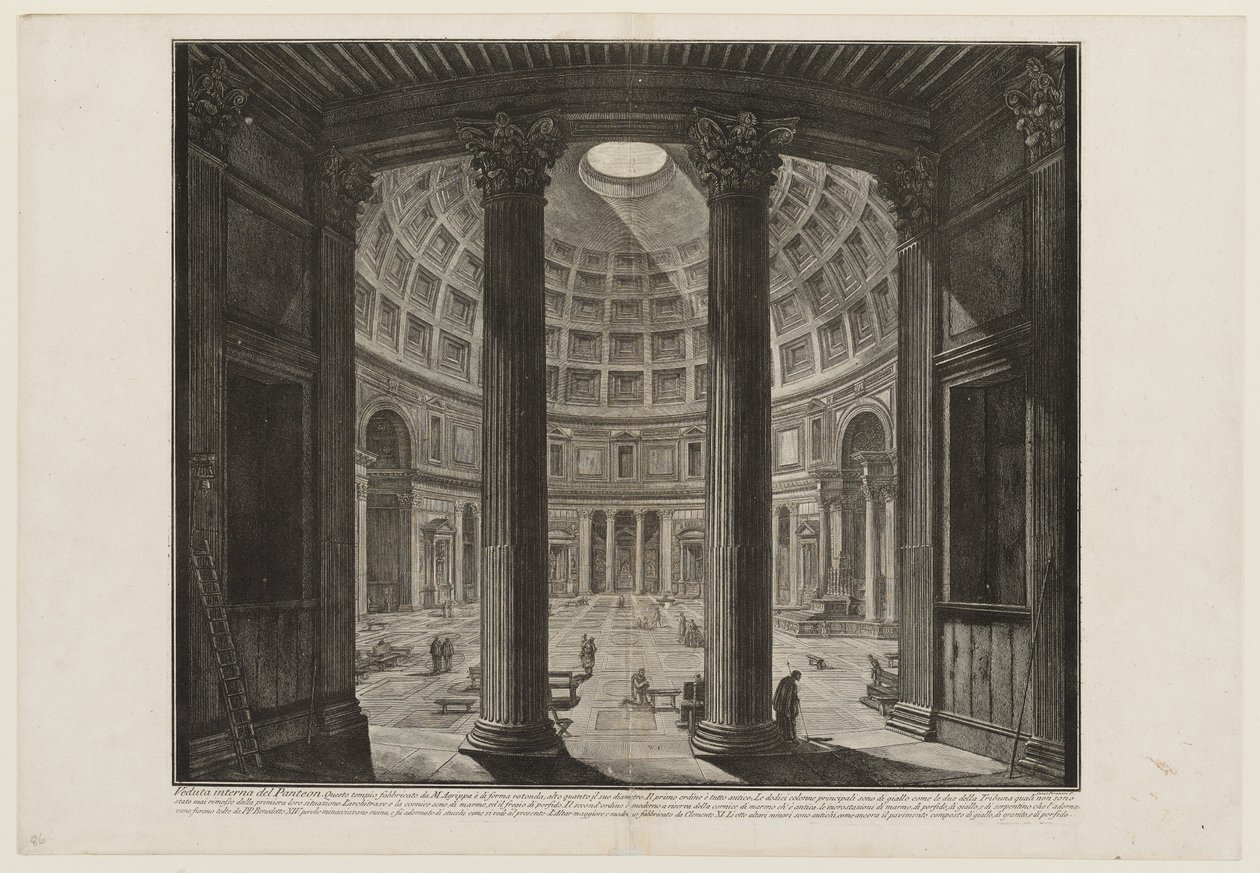 Wnętrze Panteonu autorstwa Giovanni Battista Piranesi