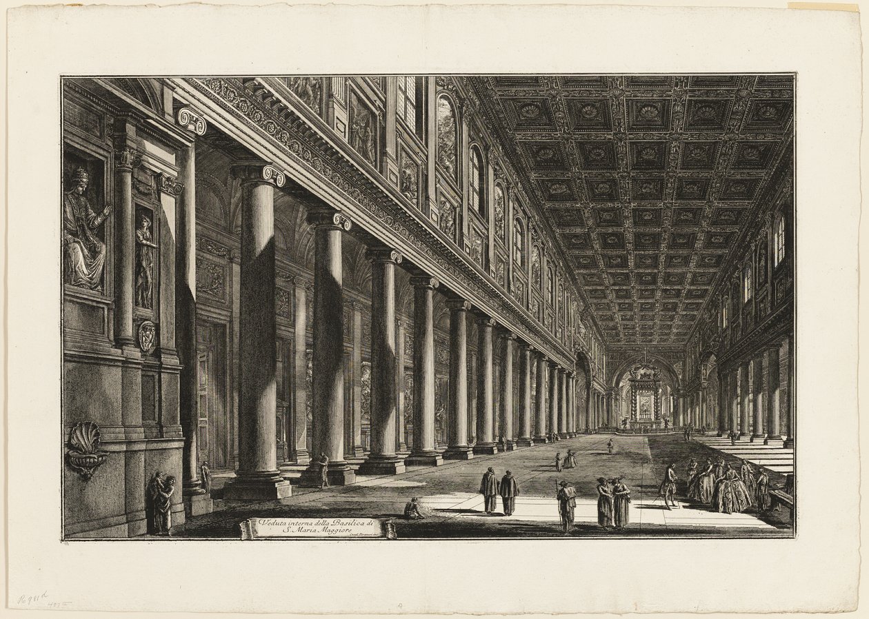 Widok wnętrza bazyliki S. Maria Maggiore z Widoków Rzymu autorstwa Giovanni Battista Piranesi