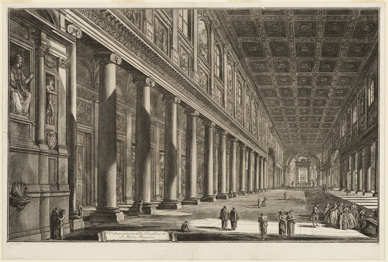 Widok wnętrza bazyliki S. Maria Maggiore z Widoków Rzymu autorstwa Giovanni Battista Piranesi