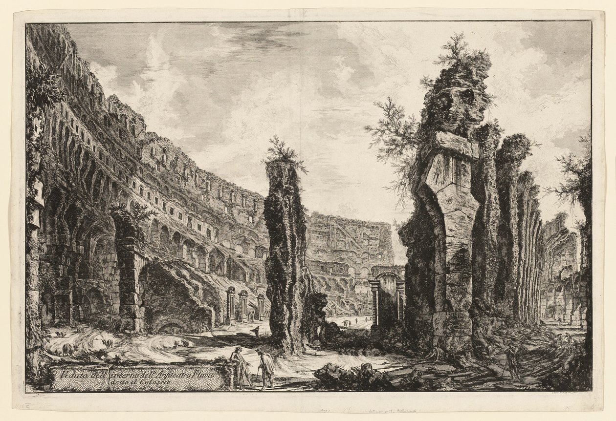 Widok wnętrza Koloseum, z Widoków Rzymu autorstwa Giovanni Battista Piranesi