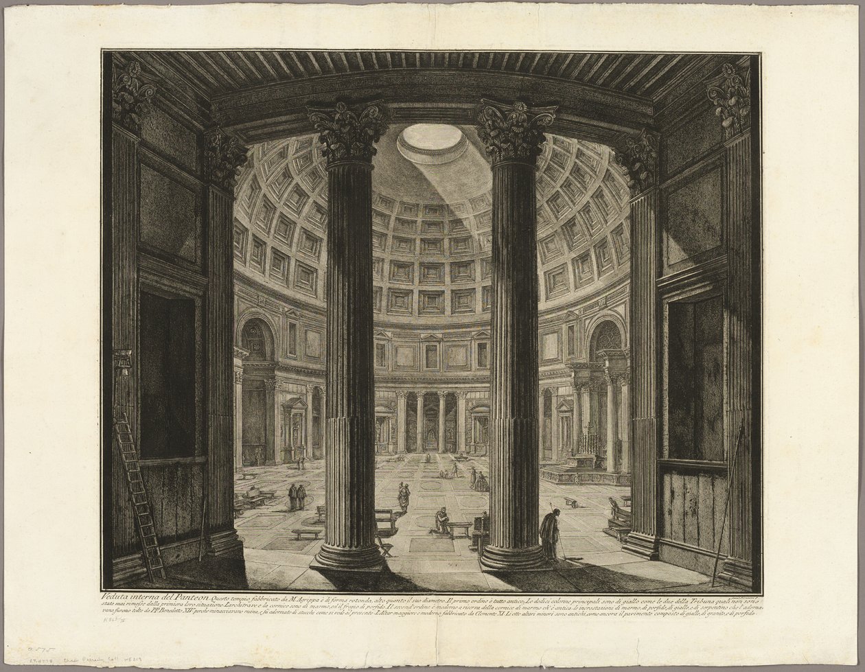 Widok wnętrza Panteonu z Widoków Rzymu autorstwa Giovanni Battista Piranesi