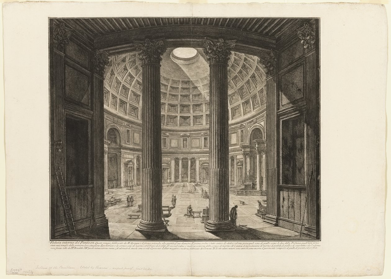 Widok wnętrza Panteonu z Widoków Rzymu autorstwa Giovanni Battista Piranesi