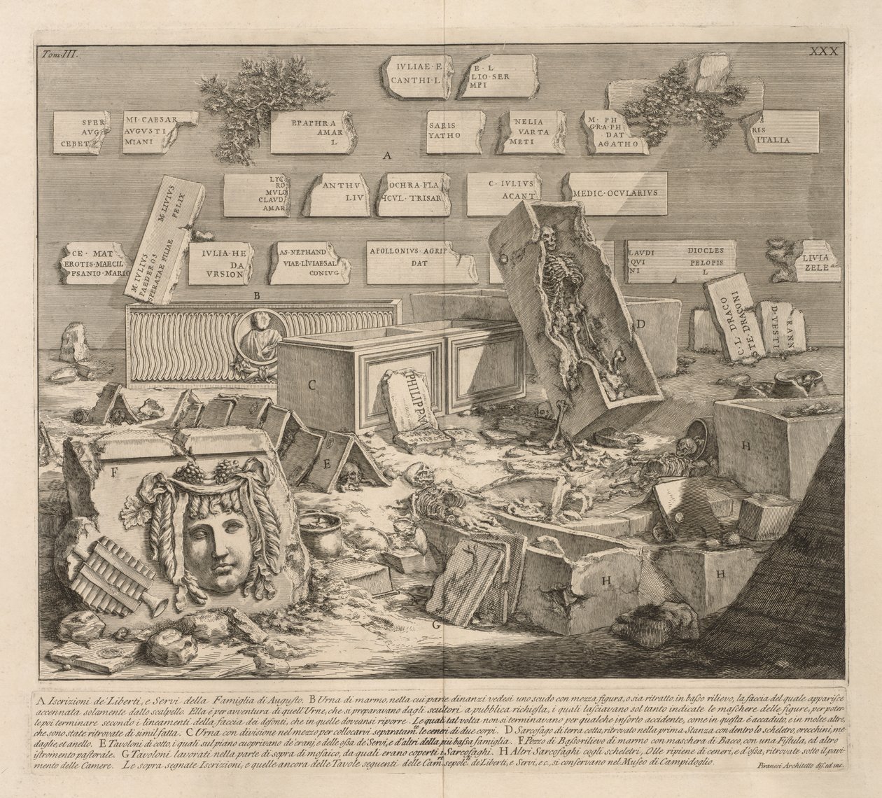 Inskrypcje wyzwoleńców i sług. autorstwa Giovanni Battista Piranesi