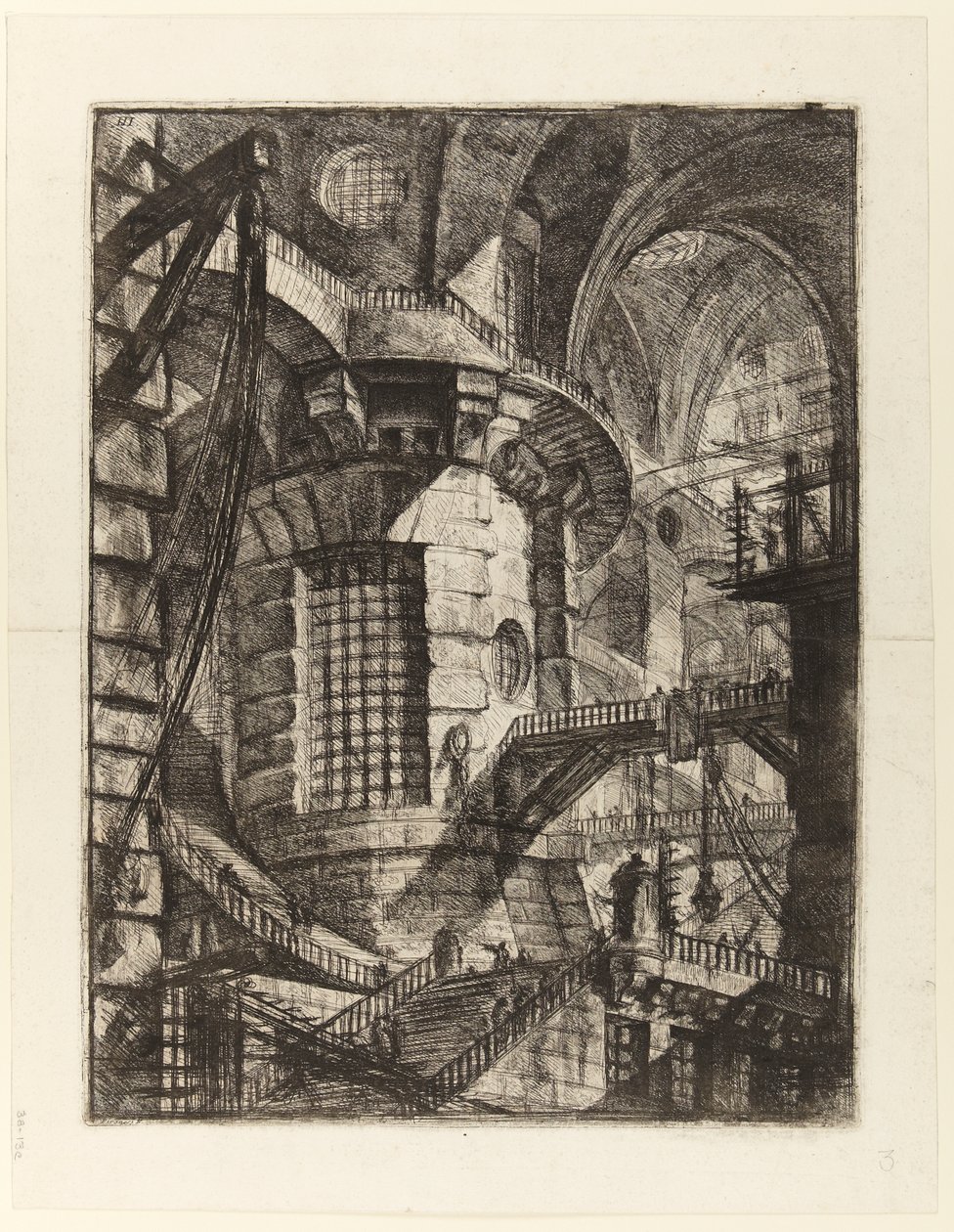 Więzienia wynalazków, plansza III: Okrągła wieża autorstwa Giovanni Battista Piranesi