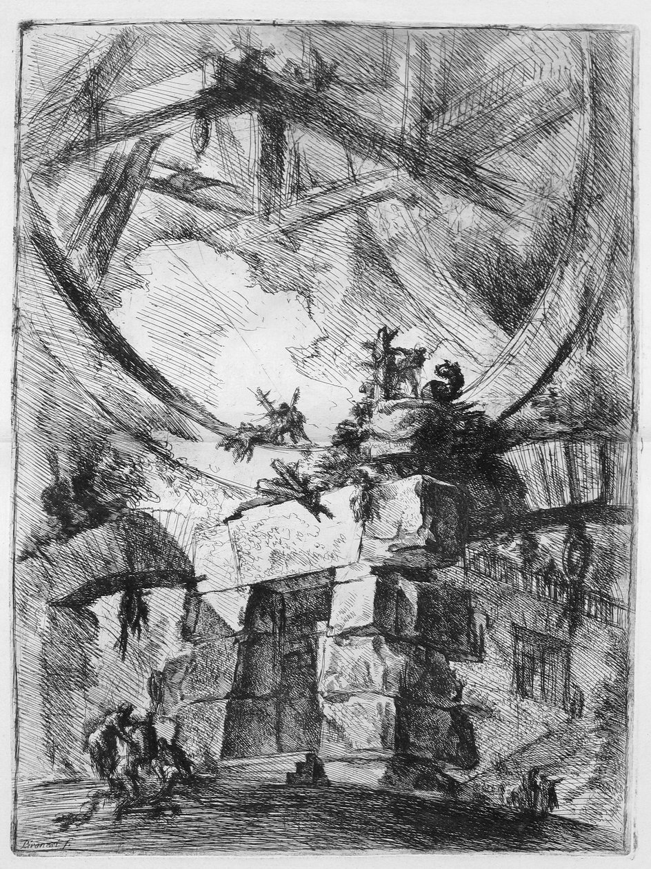 Więzienia wynalazków, plansza IX: Olbrzymie koło autorstwa Giovanni Battista Piranesi