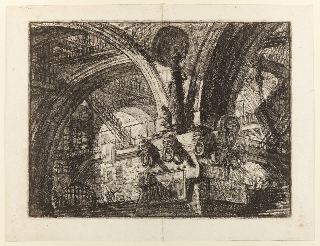 Więzienia wynalazków, plansza XV: Molo z lampą autorstwa Giovanni Battista Piranesi