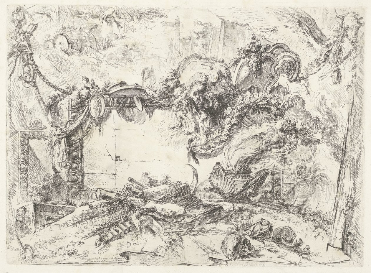 Tabliczka Monumenteel Dekoracyjne kaprysy (dawny tytuł serii) Groteski (tytuł serii) autorstwa Giovanni Battista Piranesi
