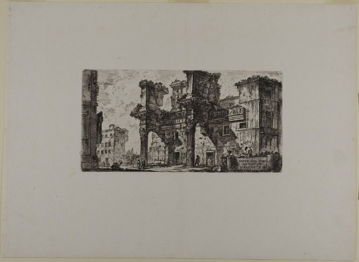 Część Forum Nerwy, płyta piąta z Niektóre widoki łuków triumfalnych i innych zabytków autorstwa Giovanni Battista Piranesi