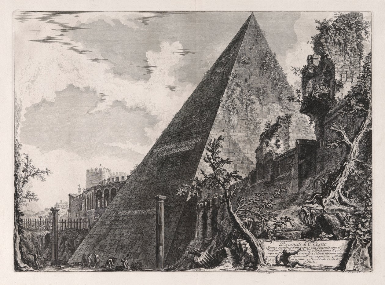 Piramida Gajusza Cestiusza, z Vedute di Roma (Widoki Rzymu) autorstwa Giovanni Battista Piranesi
