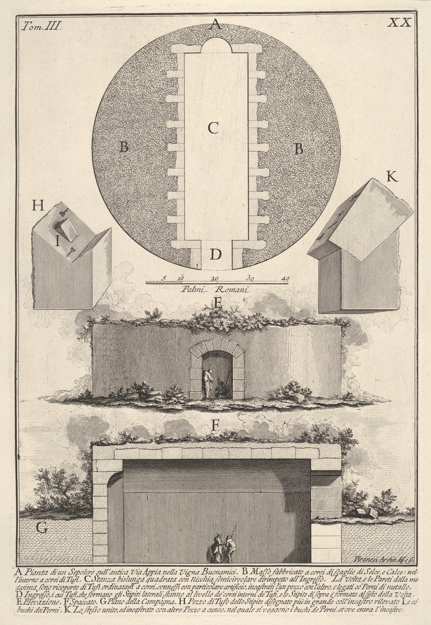 Plan grobowca na Via Appia w Vigna Buonamici Plan grobowca na starożytnej Via ..., 1756. autorstwa Giovanni Battista Piranesi