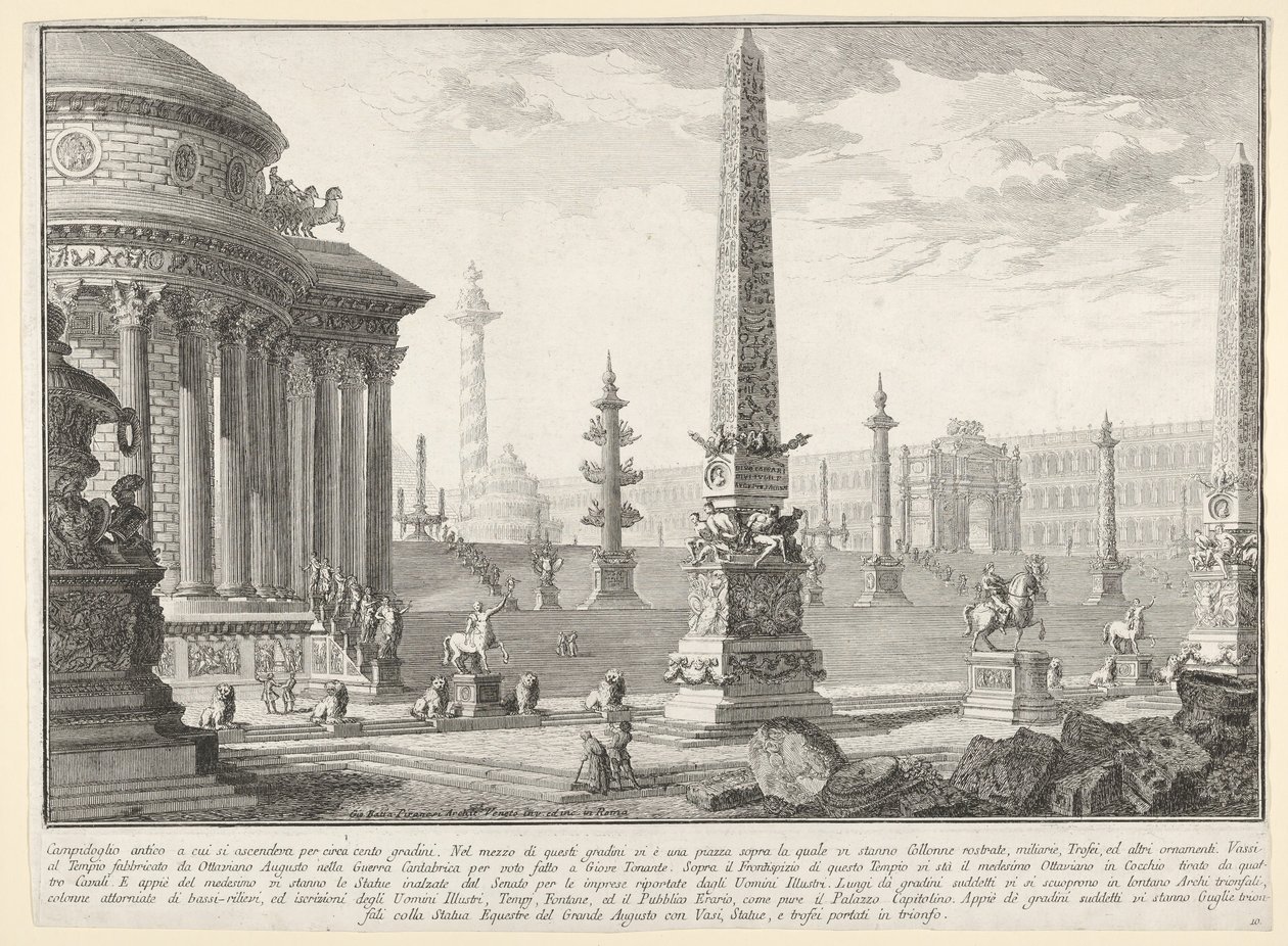 Tablica 10: Starożytny Kapitol wszedł po około stu stopniach [...] Campido..., 1743. autorstwa Giovanni Battista Piranesi