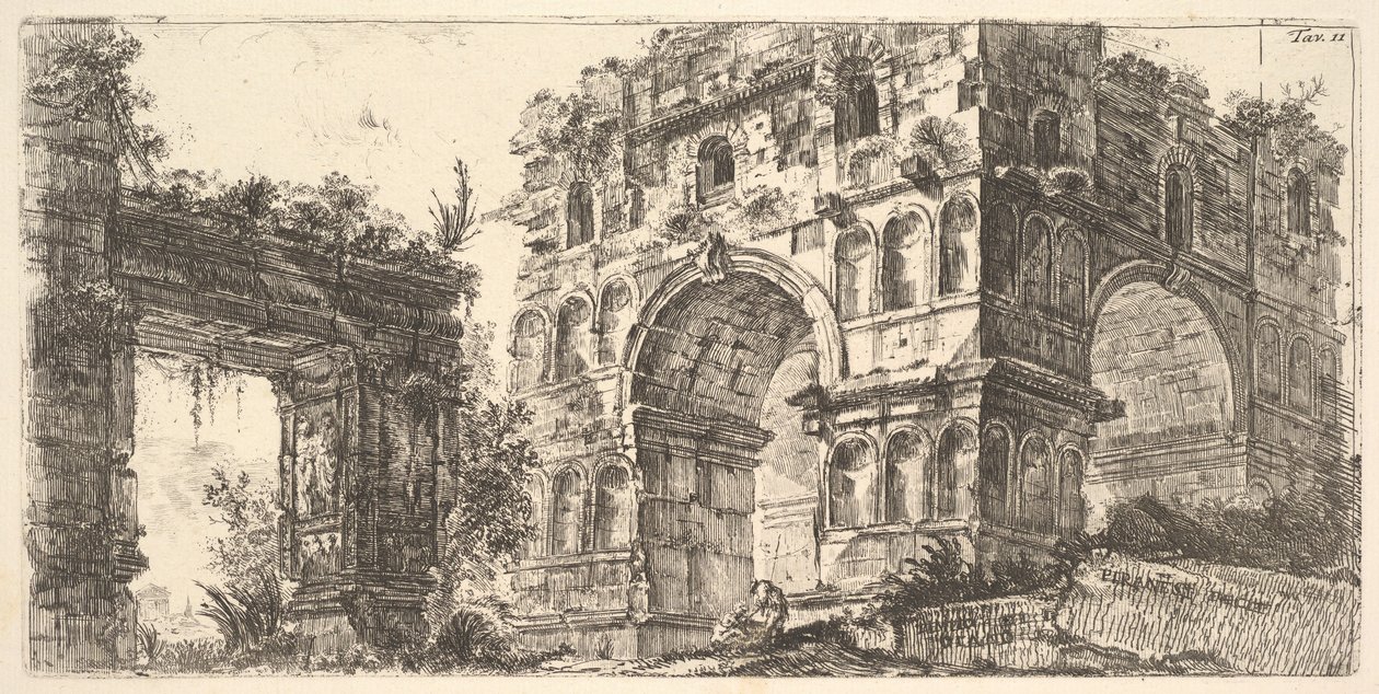 Tablica 11: Świątynia Janusa Tempio di Janus z serii Antichita Romana, ca. 1748. autorstwa Giovanni Battista Piranesi