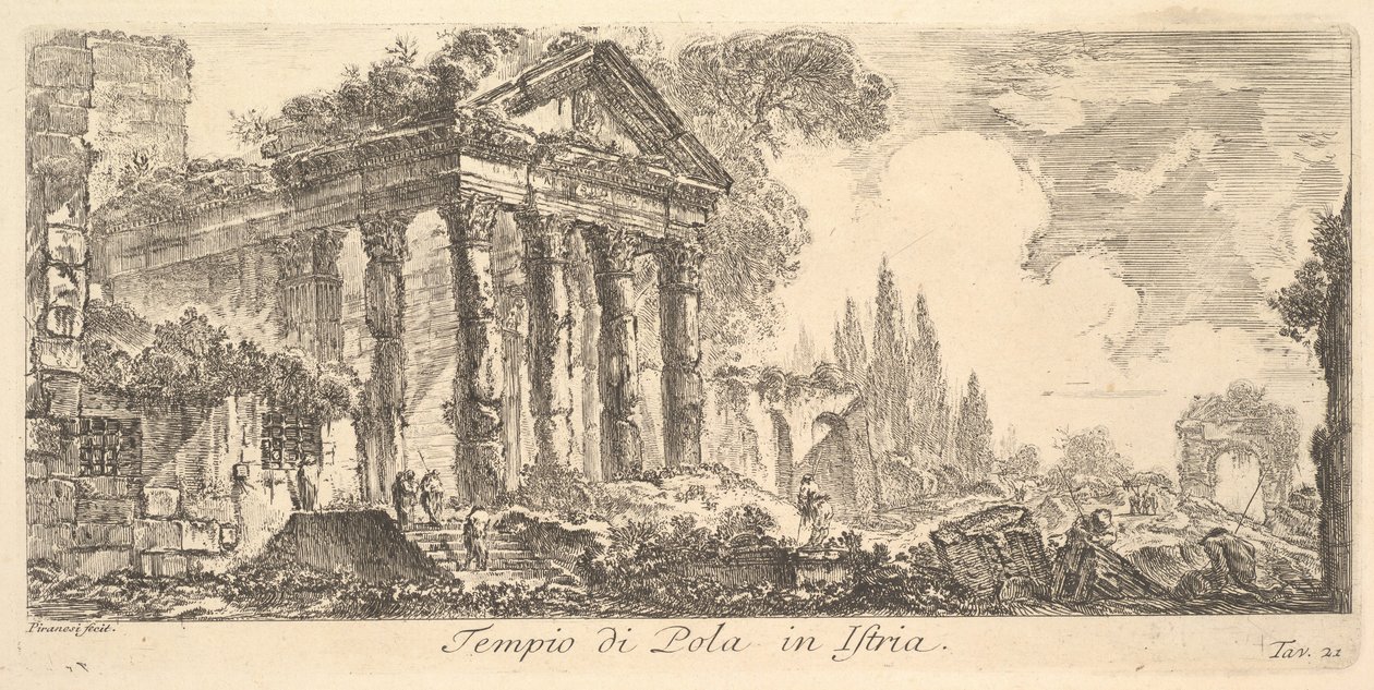 Ilustracja 21: Świątynia Puli na Istrii Świątynia Puli na Istrii, ca. 1748. autorstwa Giovanni Battista Piranesi