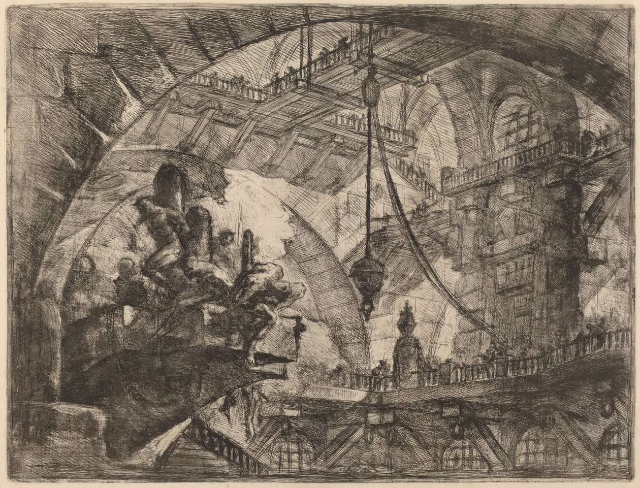 Więźniowie na platformie projektowej autorstwa Giovanni Battista Piranesi