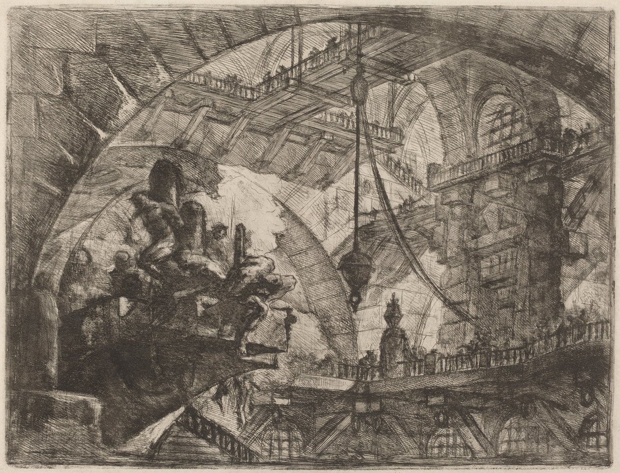 Więźniowie na platformie projektowej autorstwa Giovanni Battista Piranesi