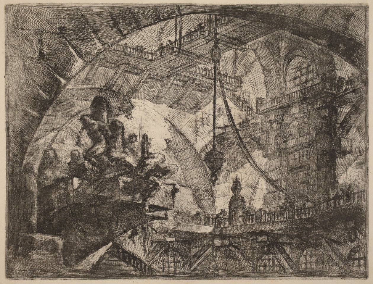 Więźniowie na wystającej platformie autorstwa Giovanni Battista Piranesi