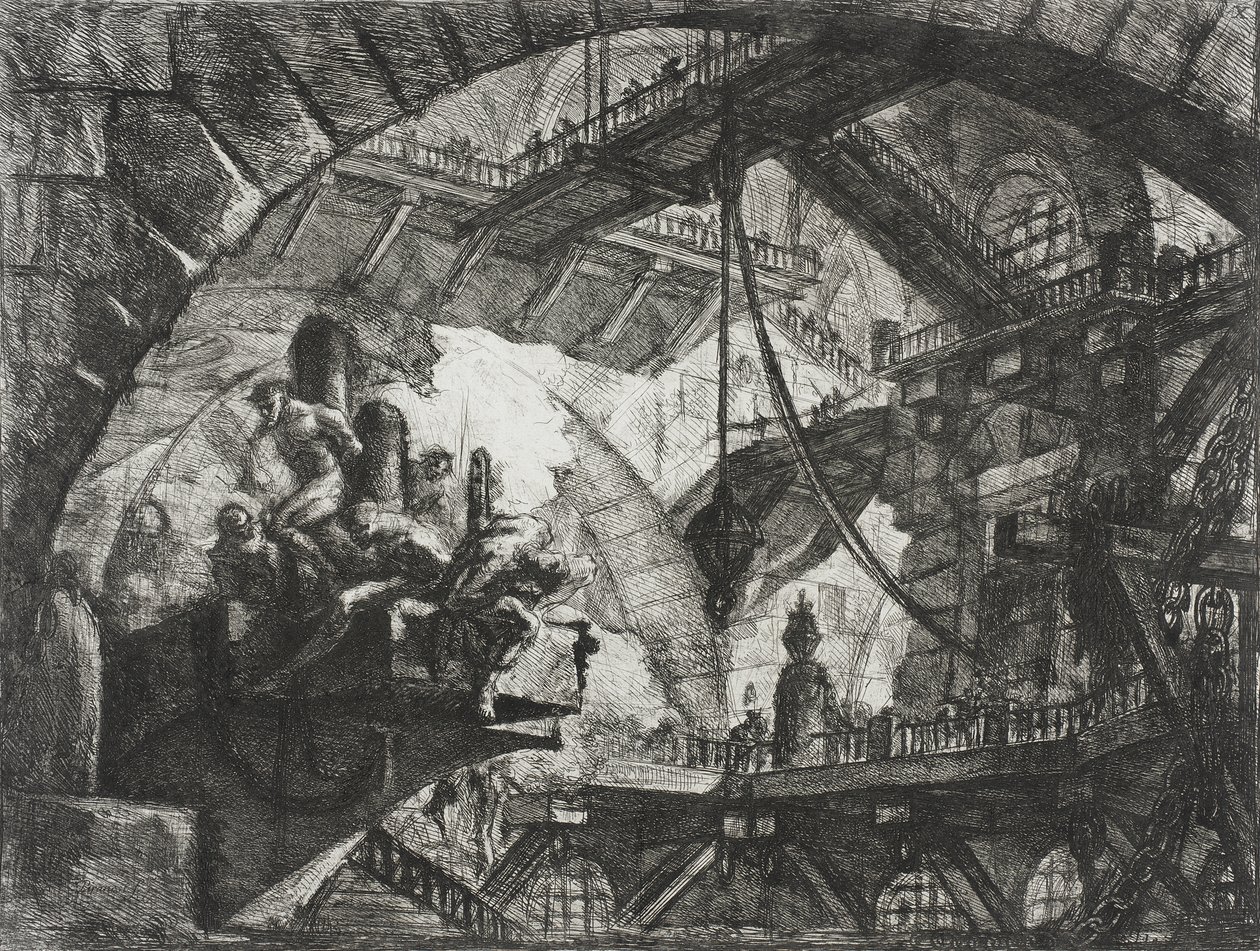 Więźniowie na wystającej platformie autorstwa Giovanni Battista Piranesi