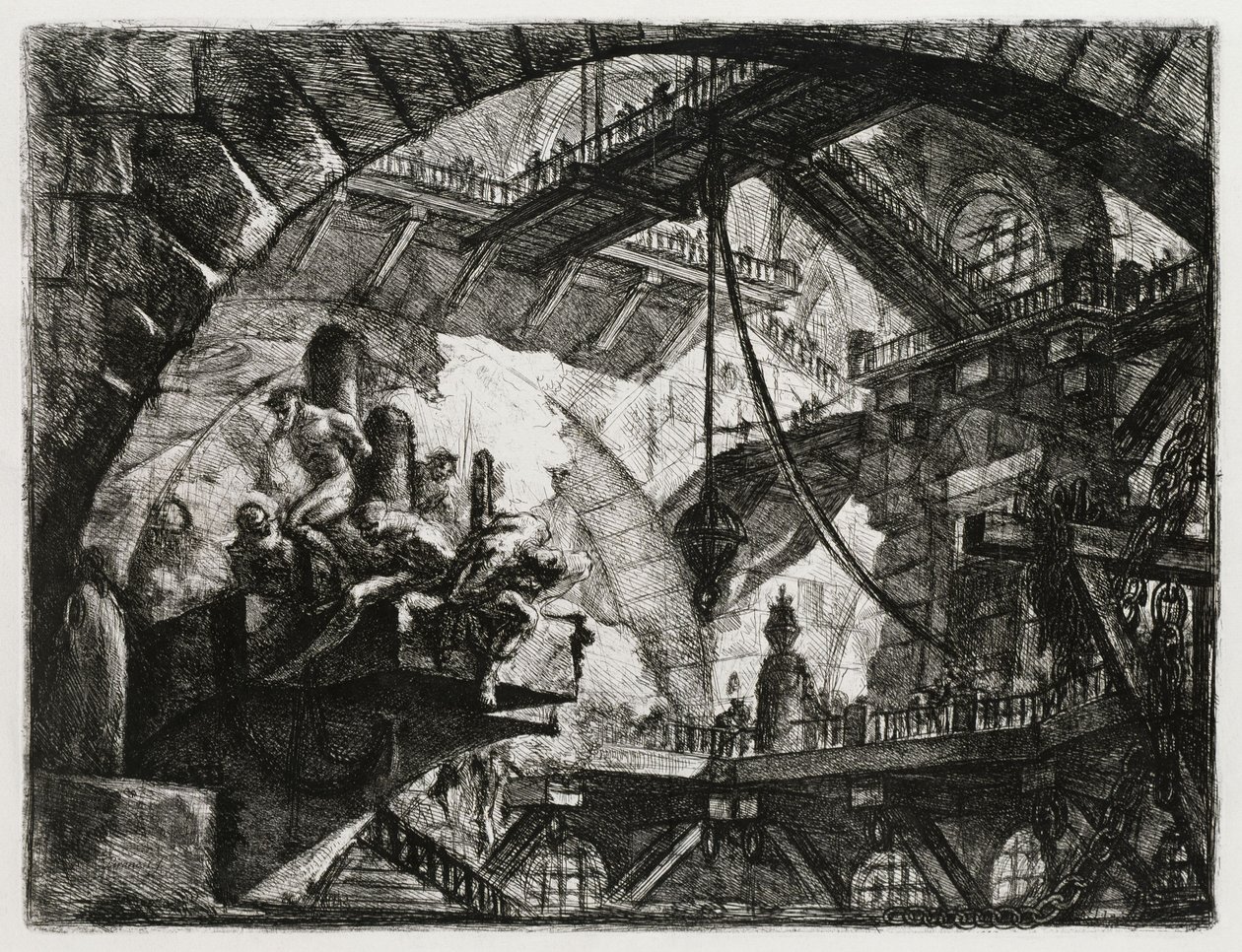 Więźniowie na wystającej platformie autorstwa Giovanni Battista Piranesi
