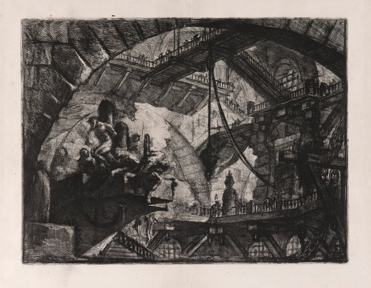 Więźniowie na platformie projekcyjnej, tablica 10 z Carceri d autorstwa Giovanni Battista Piranesi
