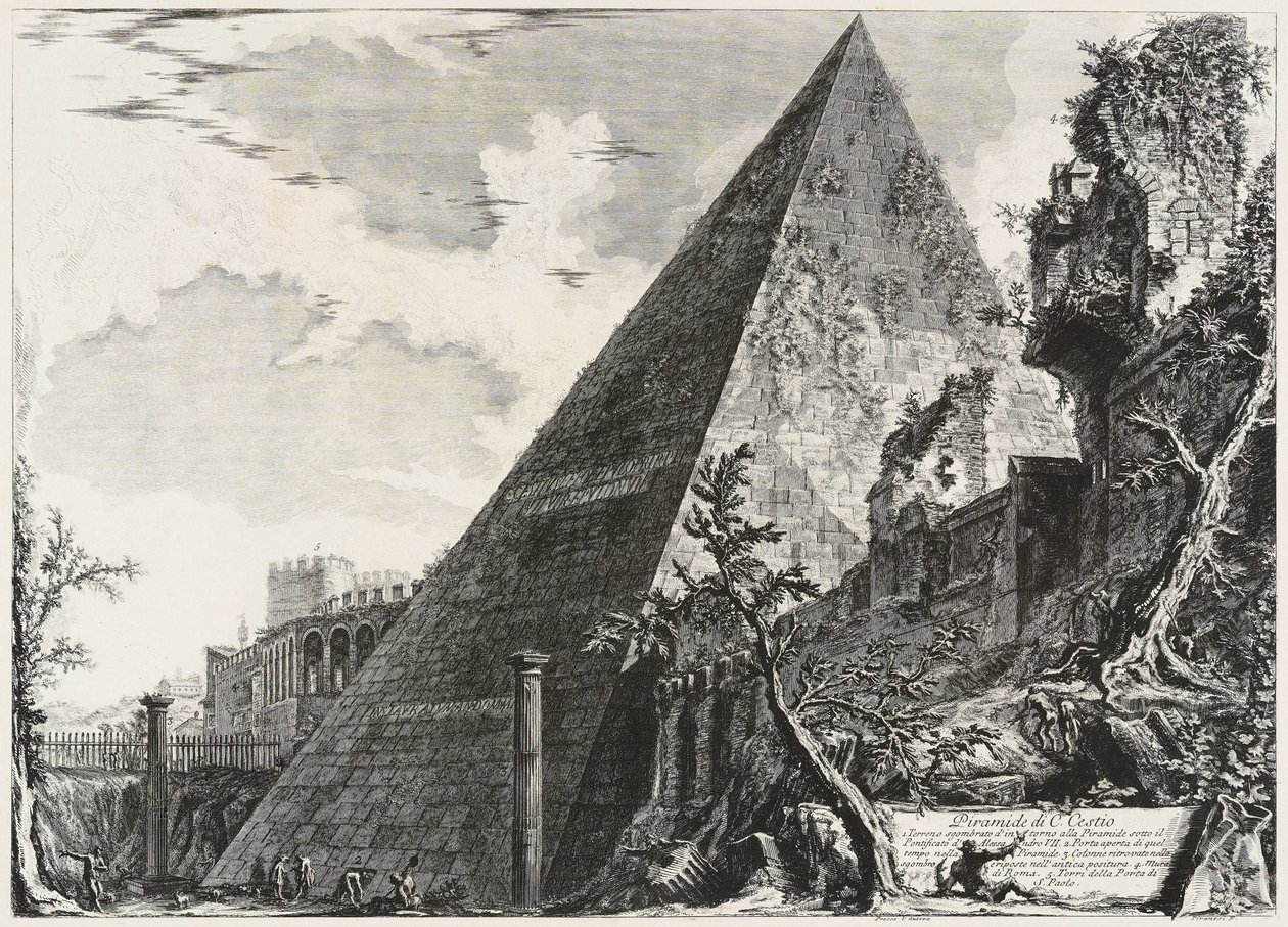 Piramida Gajusza Cestiusza autorstwa Giovanni Battista Piranesi