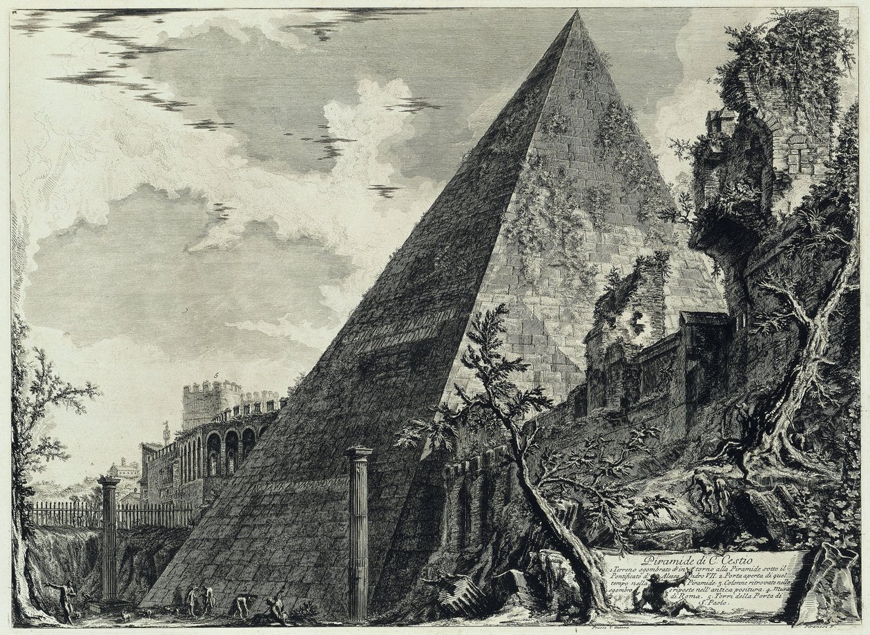 Piramida Gajusza Cestiusza (z: Vedute di Roma) autorstwa Giovanni Battista Piranesi