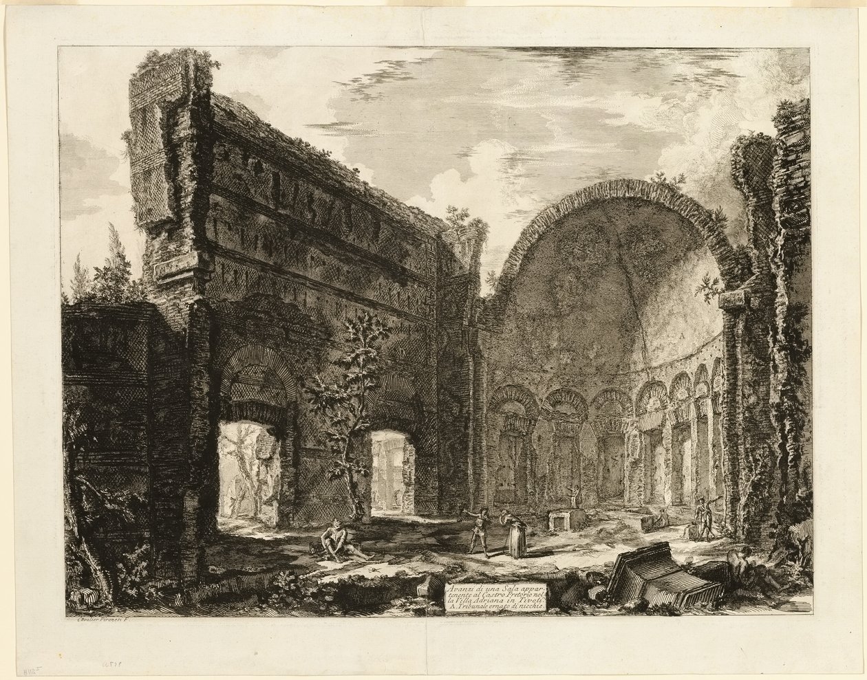 Pozostałości pomieszczenia należącego do Fortu Pretoriańskiego w Willi Hadriana, Tivoli, z Widoki Rzymu autorstwa Giovanni Battista Piranesi