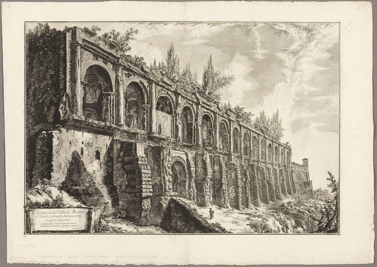 Pozostałości willi Mecenasa w Tivoli, z widoków na Rzym autorstwa Giovanni Battista Piranesi
