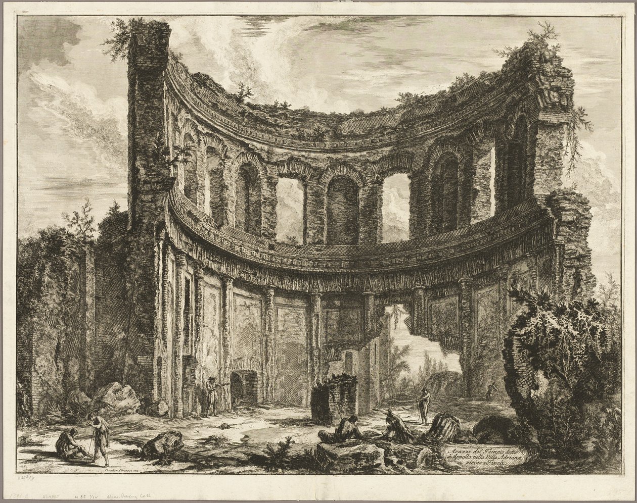 Pozostałości tak zwanej Świątyni Apolla w willi Hadriana, Tivoli, z Widoki Rzymu autorstwa Giovanni Battista Piranesi