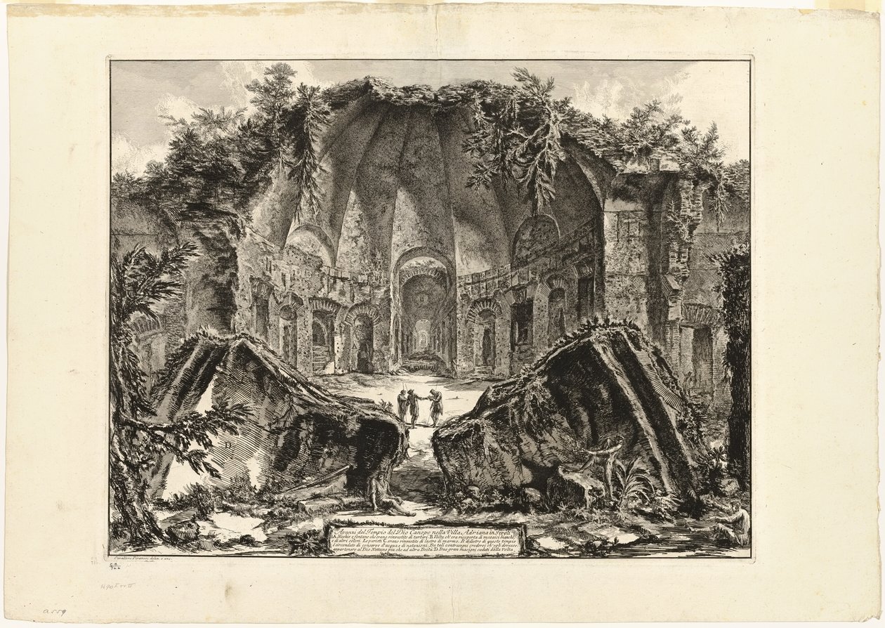 Pozostałości świątyni boga Kanopusa w willi Hadriana, Tivoli, z Widoki Rzymu autorstwa Giovanni Battista Piranesi