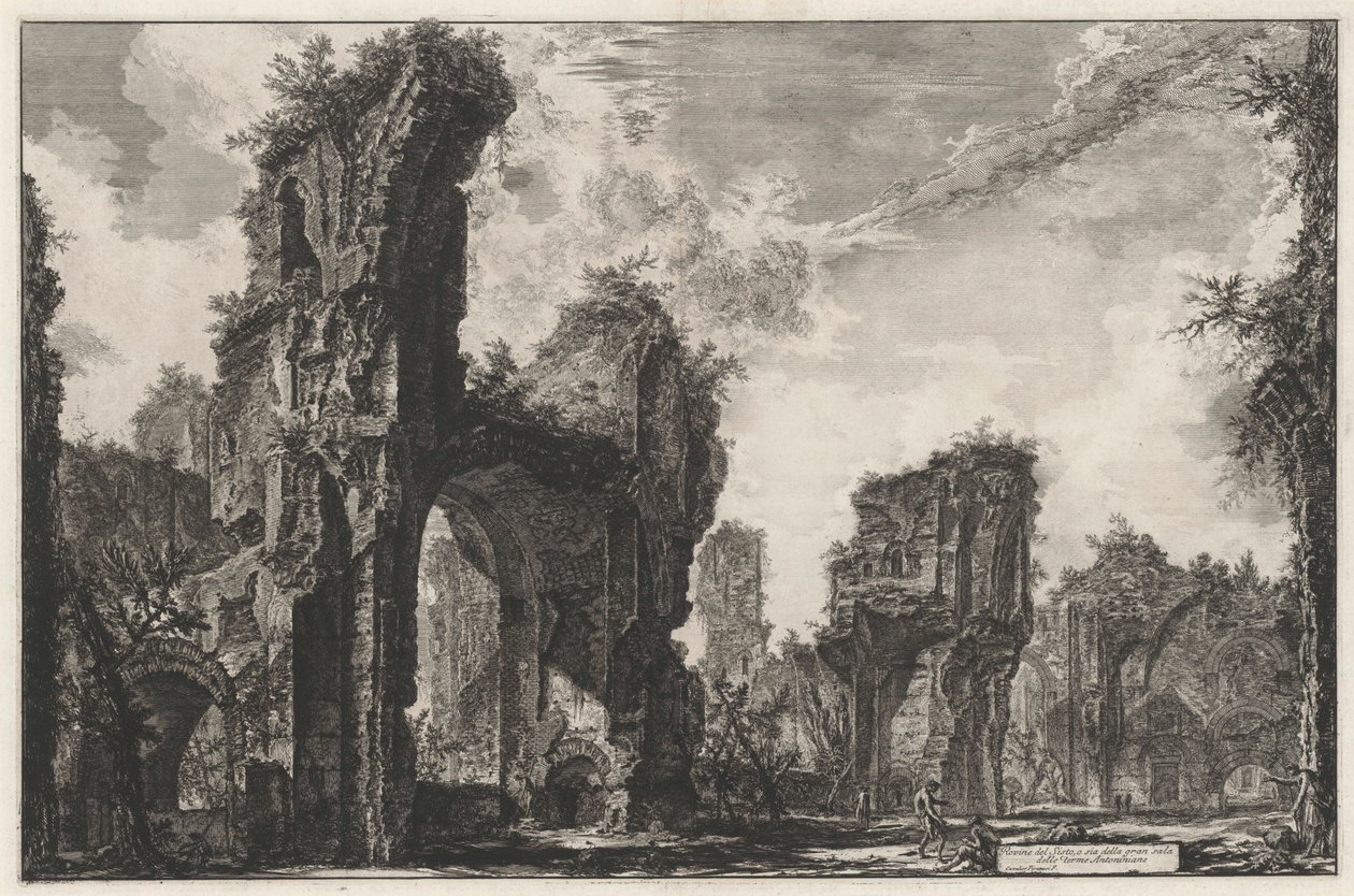 Ruiny Sisto, czyli wielka sala term Antoninusa autorstwa Giovanni Battista Piranesi