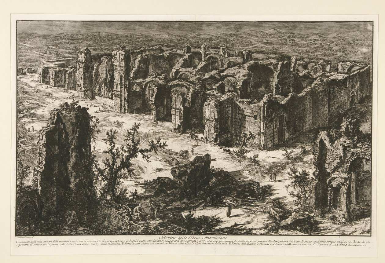 Ruiny Łazienek Antoniny [Łaźni Karakalli], z Widoków Rzymu autorstwa Giovanni Battista Piranesi