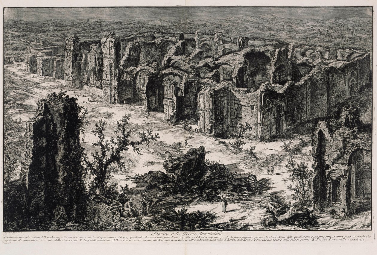 Ruiny term Karakalli (z: Vedute di Roma) autorstwa Giovanni Battista Piranesi