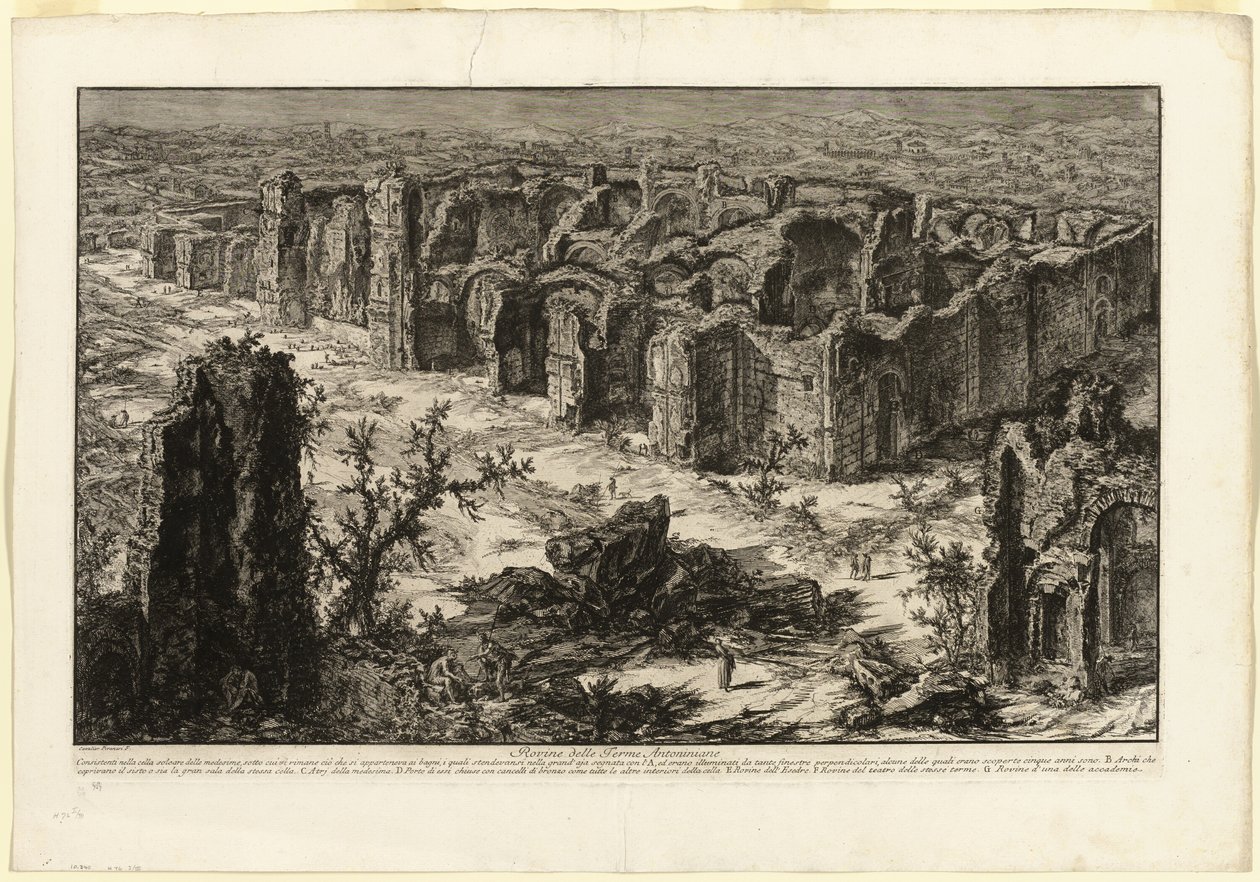 Ruiny Łazienek Antoniny [Łaźni Karakalli], z Widoków Rzymu autorstwa Giovanni Battista Piranesi