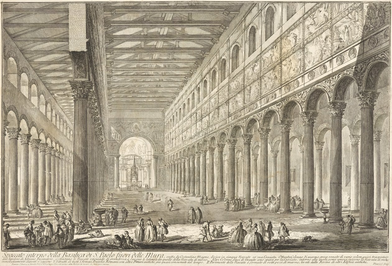 Przekrój wnętrza bazyliki św. Pawła za Murami autorstwa Giovanni Battista Piranesi