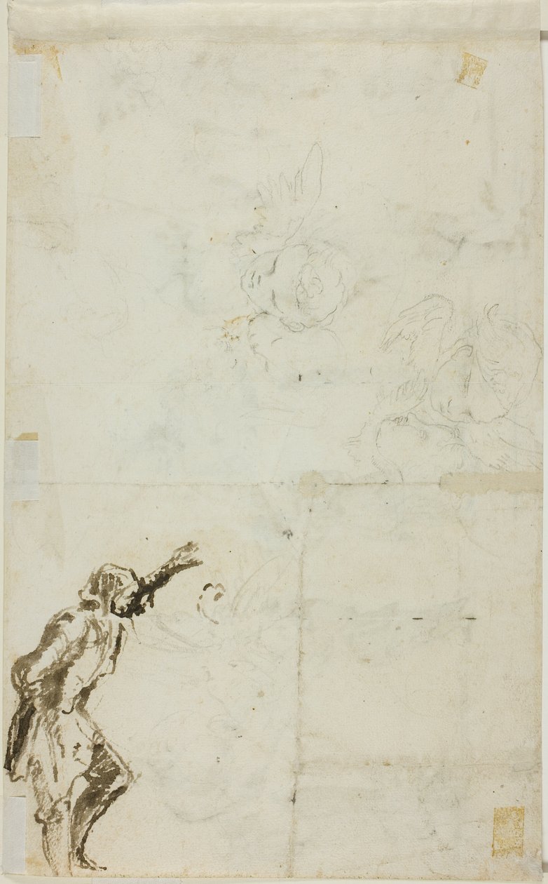 Arkusz szkiców: Stojący mężczyzna z podniesioną ręką, Cherubini autorstwa Giovanni Battista Piranesi