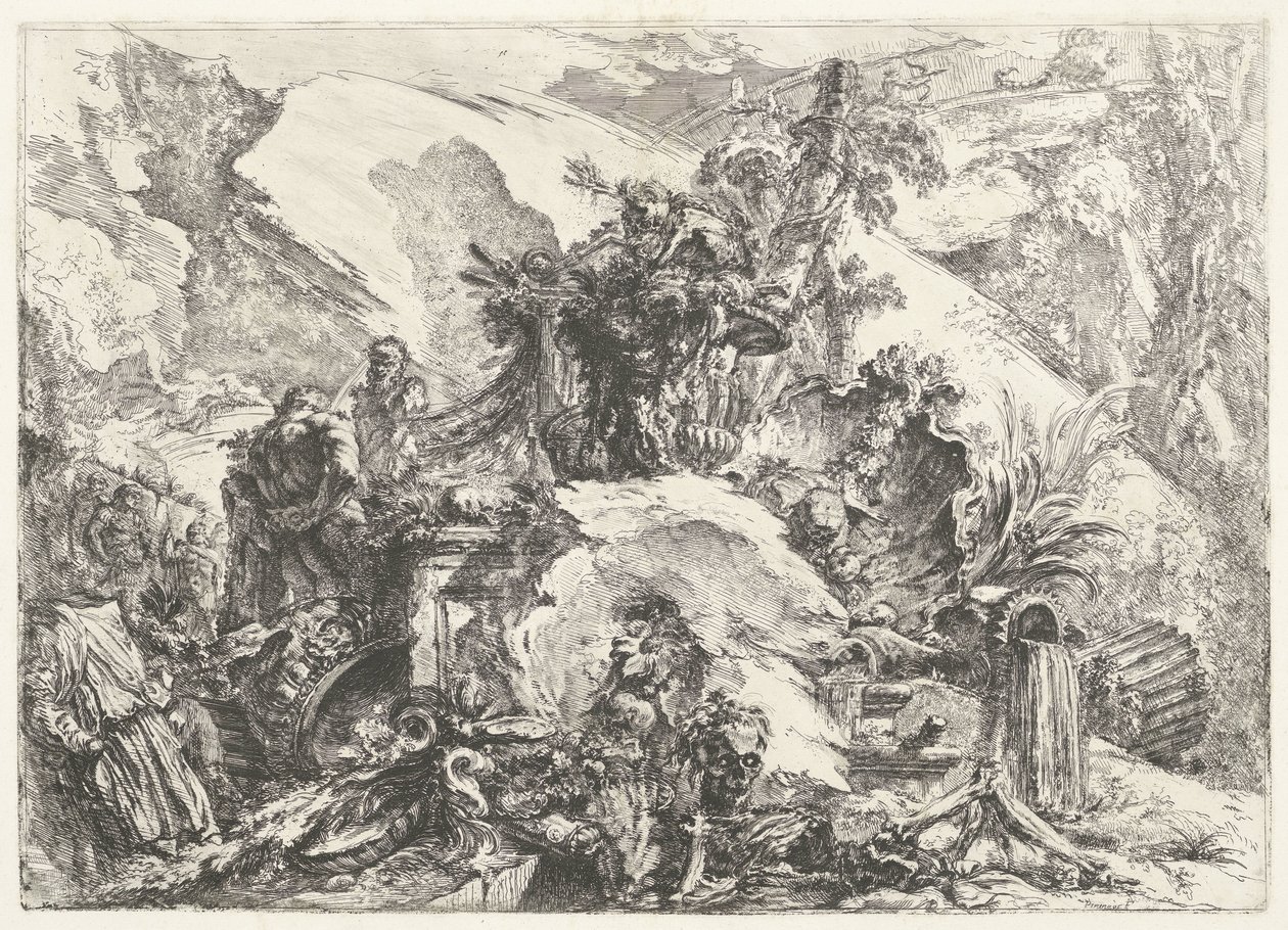 Szkielety i rzeźby Capricci decorativi (dawny tytuł serii) Grotteschi (tytuł serii) autorstwa Giovanni Battista Piranesi