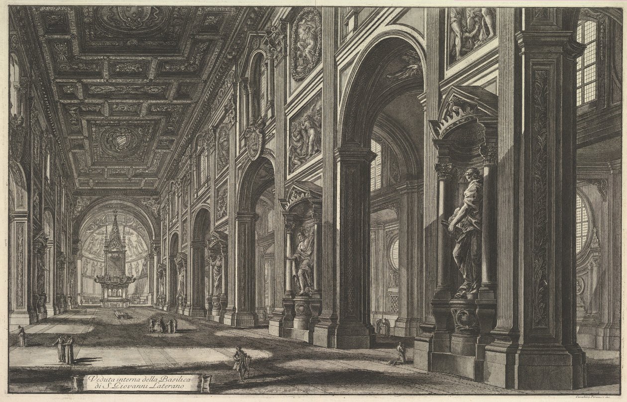 Bazylika św. Jana na Lateranie, wnętrze, z cyklu „Vedute di Roma” (Widoki Rzymu) autorstwa Giovanni Battista Piranesi