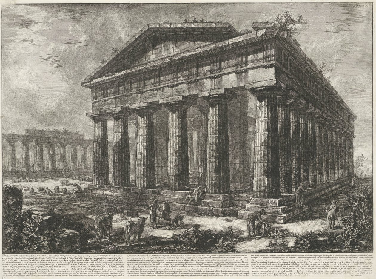 Świątynia Neptuna w Paestum Vue du temple de Neptune, Dieu tutélaire de l