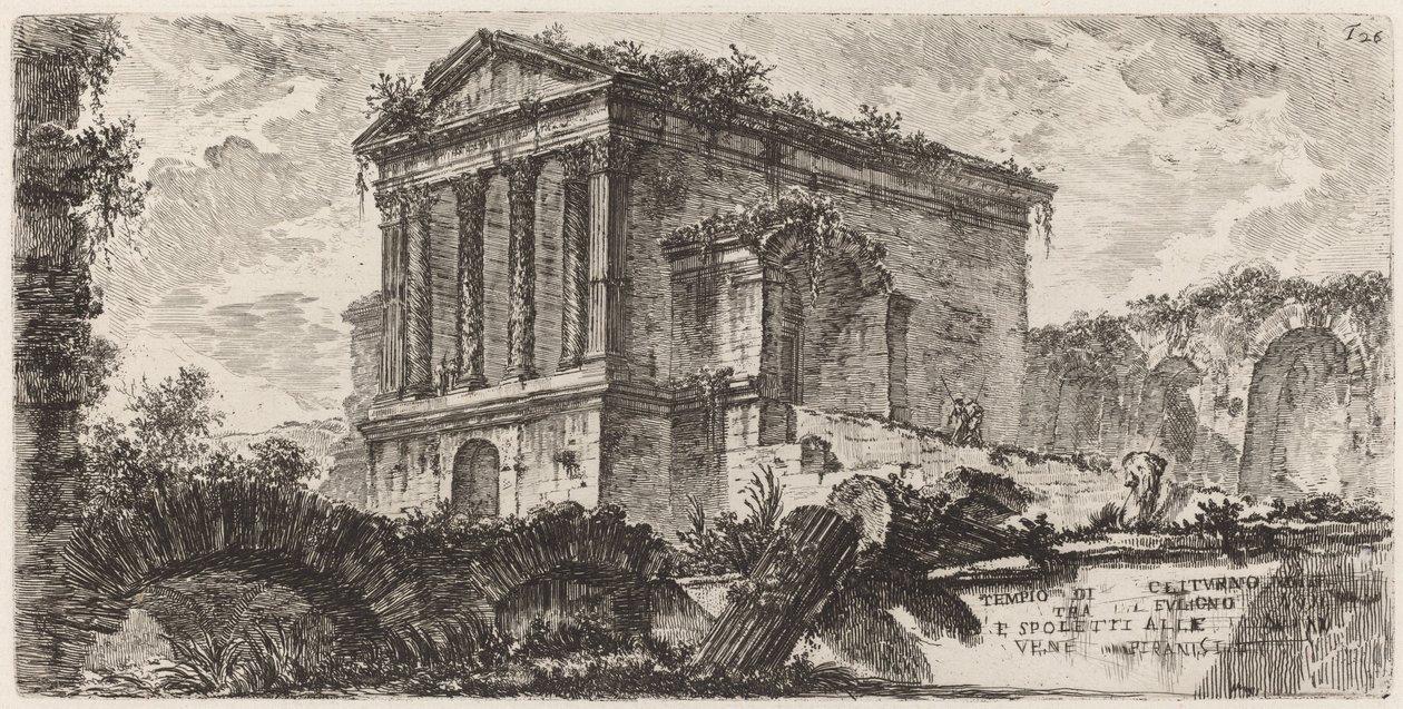 Świątynia Clitumno między Foligno a Spoletti autorstwa Giovanni Battista Piranesi