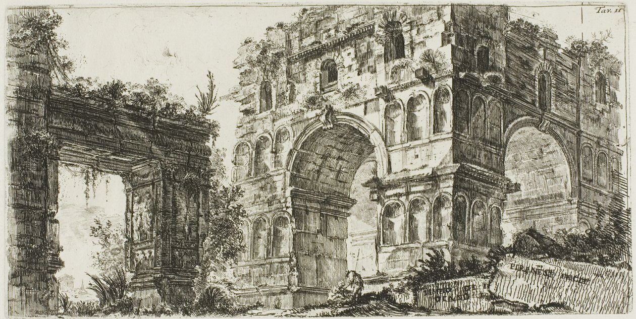 Świątynia Janusa, płyta 11 z niektórych widoków łuków triumfalnych i inne zabytki autorstwa Giovanni Battista Piranesi