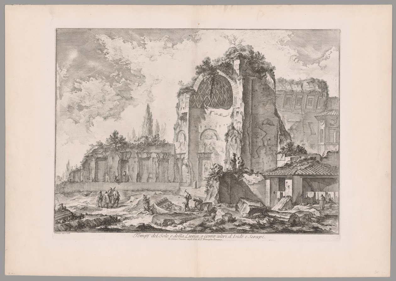 Temple of Sol and Luna..., from Views of Rome (Świątynie Słońca i Księżyca, lub jak inne, Izydy i Serapisa, z widoków Rzymu) autorstwa Giovanni Battista Piranesi