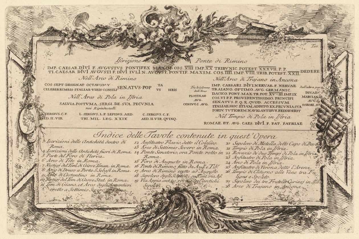 Płyta tekstowa autorstwa Giovanni Battista Piranesi