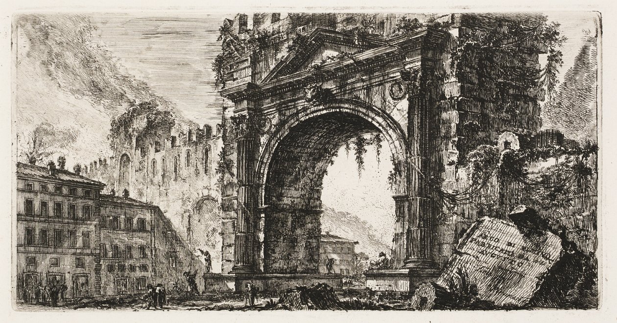 Łuk w Rimini zbudowany przez Augusta, płyta 17 z niektórych widoków łuków triumfalnych i innych zabytków autorstwa Giovanni Battista Piranesi