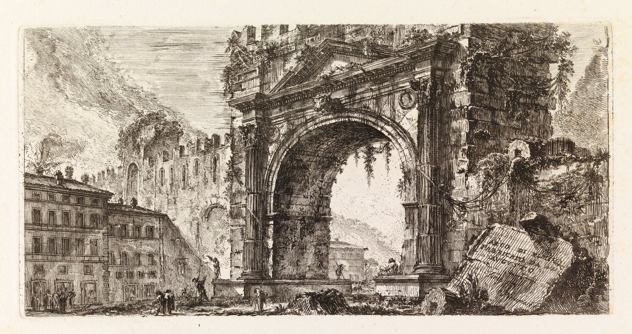 Łuk Augusta w Rimini, z serii Alcune vedute di Archi Trionfali, ed altri monumenti autorstwa Giovanni Battista Piranesi